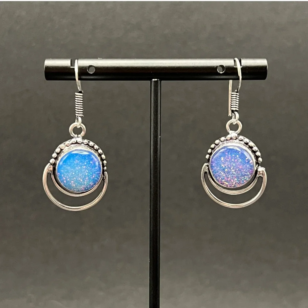 Artisan‎ Celestial Earrings Silver Tone Blue Opalite Fairy Whimsygoth Witchy